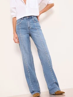 Online Lipsy Bleu clouté à délavage moyen - Jeans Ample