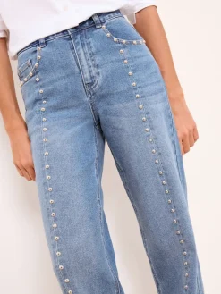 Online Lipsy Bleu clouté à délavage moyen - Jeans Ample