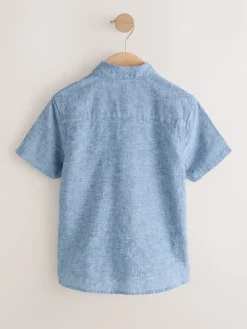 Clearance Next Bleu Denim - Chemise Blend en lin à manches courtes (3-16ans)