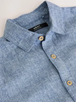 Clearance Next Bleu Denim - Chemise Blend en lin à manches courtes (3-16ans)