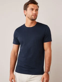 Hot Next - Ajustement régulier - T-shirt Essential Col rond en coton Bleu marine