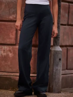 Online Next Bleu marine à fines rayures - Pantalon ample en jersey point de Rome lissant