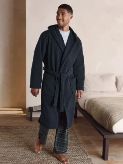 Next Bleu marine - Peignoir texturé en velours côtelé|Homme Vêtements Détente|Robes De Chambre Et Peignoirs