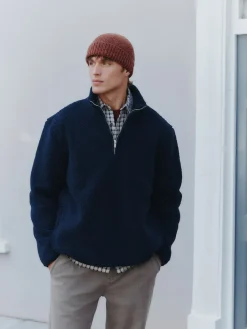 Next Bleu marine - Polaire en peau de mouton à col zippé|Homme Vêtements Détente|Sweats Et Sweats À Capuche