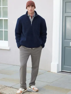 Next Bleu marine - Polaire en peau de mouton à col zippé|Homme Vêtements Détente|Sweats Et Sweats À Capuche