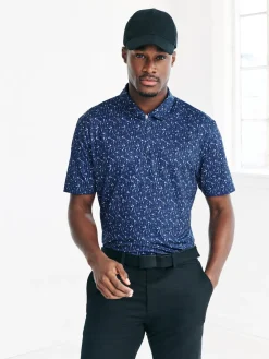 Best Next Bleu marine - Polo de golf à imprimé géométrique actif