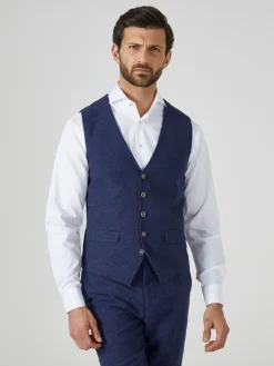 Best Skopes - Jude Tweed Coupe sur mesure Suit Gilet Bleu marine