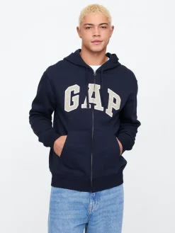Online Gap Bleu marine - Zippé sur toute la longueur - Sweat à capuche doublé en polaire avec logo