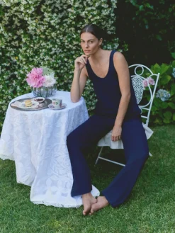 Sale Laura Ashley Bleu marine foncé - Pantalon Lounge en maille