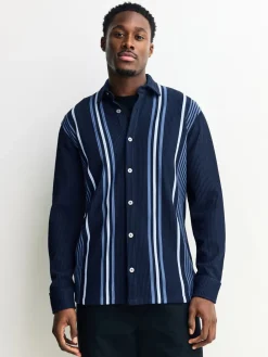 Hot Next Bleu marine/blanc - Chemise rayée en jersey Manches courtes