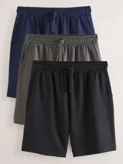Next Bleu marine/gris/noir - Lot de 3 shorts Loopback doux au toucher