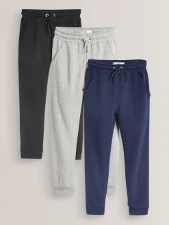 Outlet Next Bleu marine/gris/noir - Lot de 3 joggings en jersey doux coupe classique (3-16ans)
