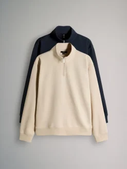 The Set Bleu marine/marron - lot de 2 Sweat-shirts à col zippé|Homme Vêtements Détente|Sweats Et Sweats À Capuche