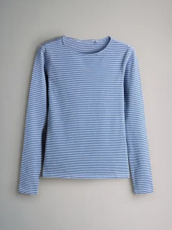 Discount The Set - 5 Lot Manches longues Col rond T-shirt Bleu marine/Rayure bleu clair/Rouge/Beige Sable Marron/Blanc