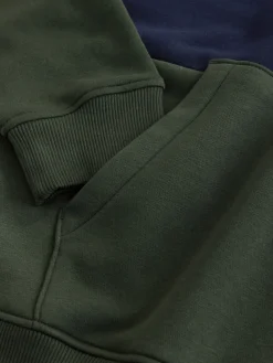 Sale Next Bleu marine/vert kaki - Sweat à capuche à enfiler - Sweat-shirt color block