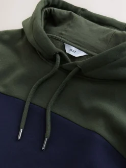 Sale Next Bleu marine/vert kaki - Sweat à capuche à enfiler - Sweat-shirt color block
