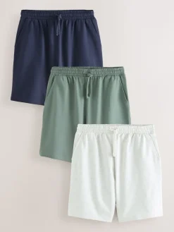 Outlet Next Bleu marine/vert/gris glace - Lot de 3 shorts Loopback doux au toucher