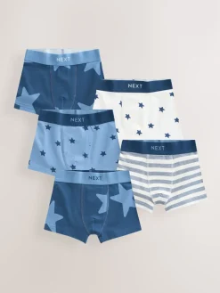 Best Next - Lot de 5 malles à motif junior (1.5-16ans) Bleu motif étoiles et rayures