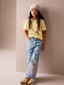 Clearance Next Bleu moyen - Jean ample imprimé SmileyWorld® (3-16ans)