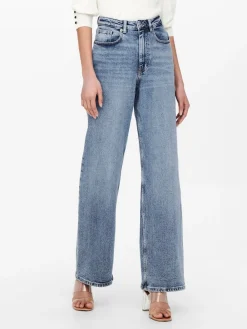 Best ONLY Bleu moyen - Taille haute Ample 100% Coton Jeans