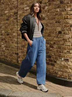 Best Next Bleu moyen - Pantalons Coupe ballon en Denim jersey