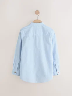 Next - Chemise à manches longues Grandad Collar Lin Mix (3-16yrs) bleu pâle