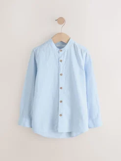 Next - Chemise à manches longues Grandad Collar Lin Mix (3-16yrs) bleu pâle