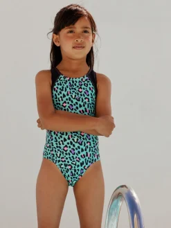 Best Next Bleu turquoise motif animal - Maillot de bain sport à dos ouvert (3-16ans)