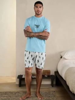 Clearance Next Bleu/Gris - Ensemble pyjama Terry Urban en jersey à manches courtes