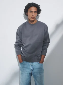 Sale The Set Bleu/Gris - Lot de 3 - Sweat-shirt à Col rond coupe Décontracté