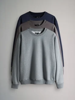 Sale The Set Bleu/Gris - Lot de 3 - Sweat-shirt à Col rond coupe Décontracté