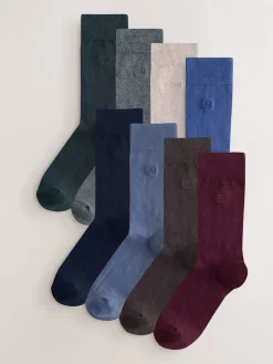 Outlet Next Bleu/Gris/Vert - Lot de 8 - Chaussettes fraîches brodées durables