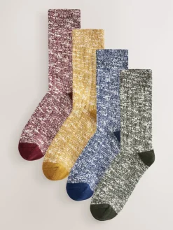 Next Bleu/vert/rouge/jaune torsadé - Lot de 4 paires de chaussettes épaisses|Homme Chaussettes|Chaussettes