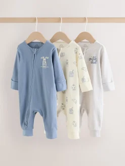 Sale Next Blue Milk Club - Combinaisons de nuit à fermeture éclair pour bébés 3 Pack (0mths-3yrs)