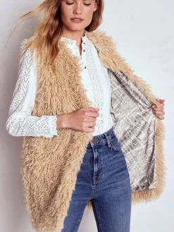 Boden Longue veste sans manches en fausse fourrure|Femme Manteaux Et Vestes