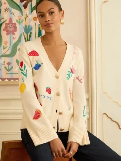 Clearance Love & Roses Cardigan brodé en maille