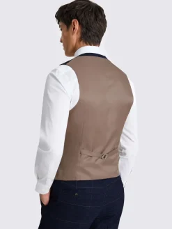 MOSS Carreaux noirs bleu marine - Ajusté - Gilet de costume