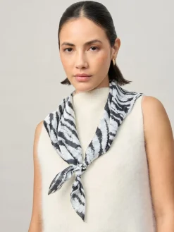 Aela Écharpe noire à imprimé zèbre|Femme Accessoires Cheveux