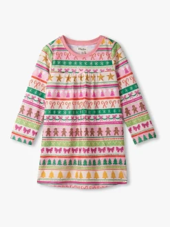 Hatley Chemise de nuit Fun Fair Isle Christmas rose à manches longues| Chemises De Nuit