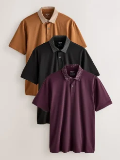 Best Next - Polo en jersey Manches courtes 3 Pack Col imprimé baies