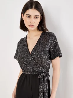 Apricot Combinaison à sequins chevrons|Femme Combi-Pantalons Et Combishorts