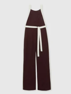 Clearance Reiss Couleur bourgogne / crème - Combinaison Ceinturé Ample Salma Color-block
