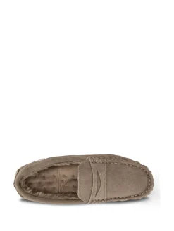 Totes Crème - Mocassin Isotoner en daim pour homme avec déperlant|Homme Chaussons