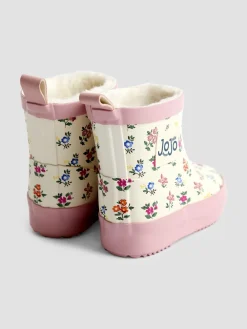 Clearance Jojo Maman Bébé - Bottes de pluie courtes confortables à imprimé Crème fleuri