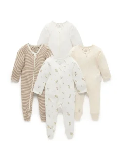 Purebaby - Paquet de combinaisons de nuit zippées 4| Grenouillères Et Dors-Bien