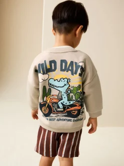 Best Next Écru Wild Days - Ensemble Sweat-shirt et Shorts à Col rond (3mois-7ans) (3mois-7ans)