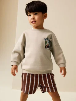 Best Next Écru Wild Days - Ensemble Sweat-shirt et Shorts à Col rond (3mois-7ans) (3mois-7ans)
