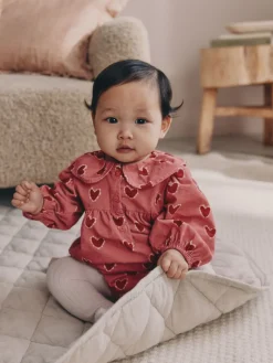Clearance Next - Ensemble de barboteuses Bébé Bloomer 2 pièces avec collants (0mois-3ans) Cœur rose/rouge