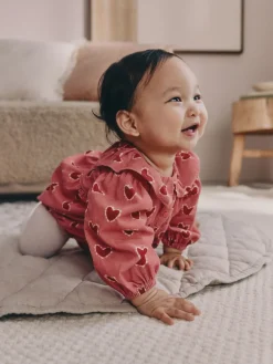 Clearance Next - Ensemble de barboteuses Bébé Bloomer 2 pièces avec collants (0mois-3ans) Cœur rose/rouge