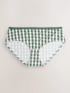 Clearance Next - Lot de 4 culottes en coton et dentelle Cœur rouge/vert à carreaux